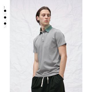 Asymmetric Hem Short-sleeve Polo Shirt