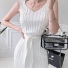 Sleeveless Ribbed Midi Knit Dress Off-white - One Size