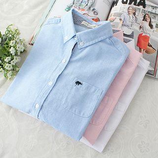 Button-down Collar Embroidery Oxford Shirt