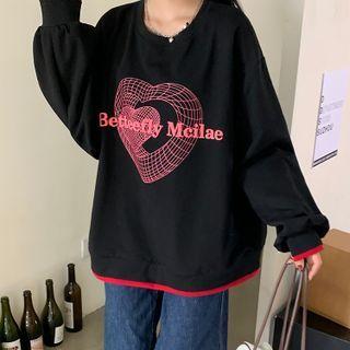 Long-sleeve Round-neck Heart Lettering Sweatshirt