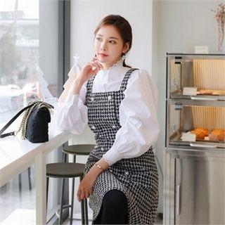 Bishop-sleeve Crochet-trim Blouse