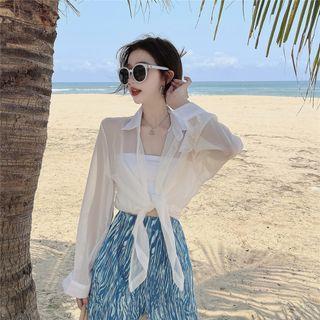 Sheer Shirt / Print Pants / Padded Top