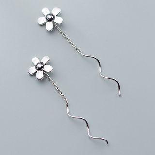 925 Sterling Silver Flower Swirl Dangle Earring 1 Pair - S925 Silver - As Shown In Figure - One Size