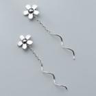 925 Sterling Silver Flower Swirl Dangle Earring 1 Pair - S925 Silver - As Shown In Figure - One Size