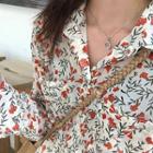 Floral Print Chiffon Shirt As Shown In Figure - One Size