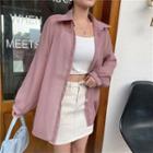 Long-sleeve Plain Button-down Light Shirt