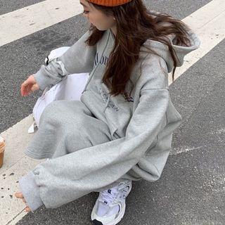 Lettering Print Midi Hoodie Dress
