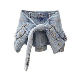 Mock Two-piece Denim Shorts