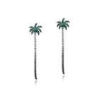 Simple And Fashion Plated Black Coconut Fringe Earrings With Green Cubic Zirconia Black - One Size