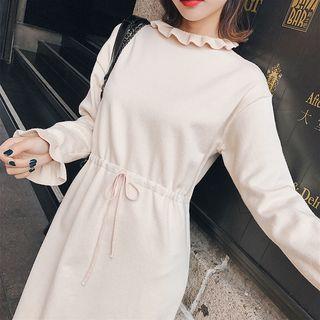 Long-sleeve Frill-trim Knit Dress