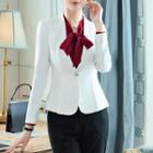 Long-sleeve Blouse / Slim-fit Dress Pants / Mini Pencil Skirt / Single-buttoned Blazer