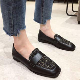 Faux Leather Tweed Loafers