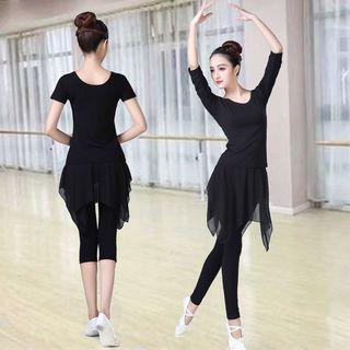 Set: Dance Top + Leggings Inset Mesh Skirt