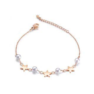 Simple And Elegant Plated Rose Gold Star Pearl 316l Stainless Steel Bracelet Rose Gold - One Size