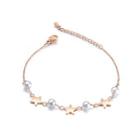 Simple And Elegant Plated Rose Gold Star Pearl 316l Stainless Steel Bracelet Rose Gold - One Size