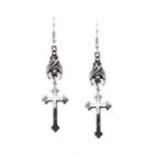 Cross Drop Earring 1 Pair - Cross Drop Earring - Silver - One Size