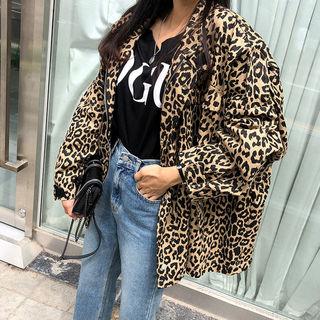 Zip-up Oversized Leopard Jacket One Size