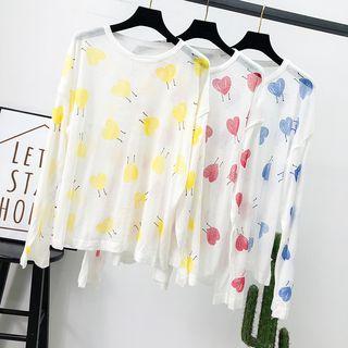 Loose-fit Heart-print Light Cape Top