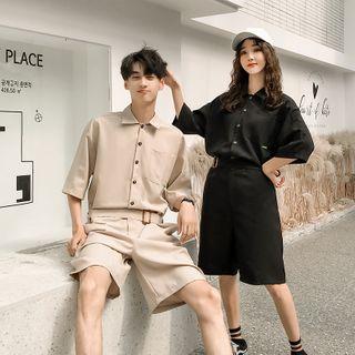 Couple Matching Elbow-sleeve Playsuit