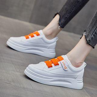 Platform Fluffy Trim Adhesive Strap Sneakers