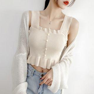 Ruffle Hem Knit Tank Top