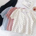 Floral Single-breasted Puff-sleeve Blouse