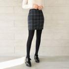 Wool Blend Checked Pencil Skirt
