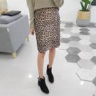 High-waist Leopard H-line Skirt