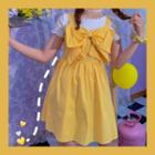 Ribbon Sleeveless Mini A-line Dress Yellow - One Size