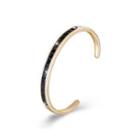 Fashion Plated Champagne Gold Open Bangle With Black Cubic Zirconia Champagne - One Size