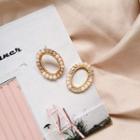 Faux Pearl Rhinestone Hoop Earring 1 Pair - Stud Earrings - One Size