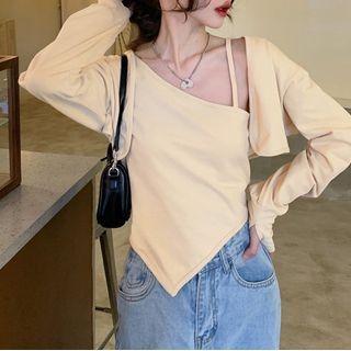 Set: Cropped Cardigan + Irregular Camisole Top