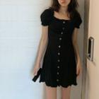 Button-up Short-sleeve Mini A-line Dress