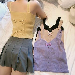 Sleeveless Drawstring Back Tie Accent Camisole