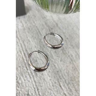 Plain Oval Hoop Earring Silver - One Size