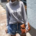 Mock-neck Knotted Sweater