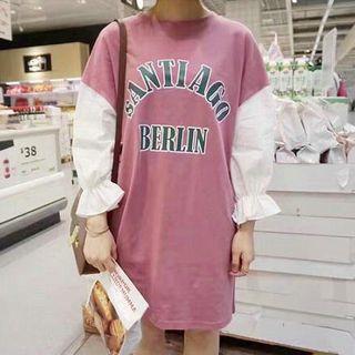 Letter Bell-sleeve Panel T-shirt