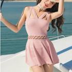 Lattice Plain Swimdress