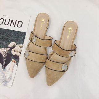 Pointed Low Heel Slide Sandals