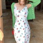 Long-sleeve Knit Cardigan / Sleeveless Chiffon Dress
