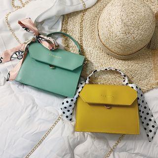 Faux Leather Trapezoid Handbag