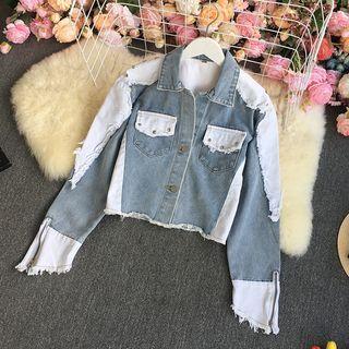 Two-tone Denim Jacket Blue & White - One Size