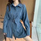 Long-sleeve Loose-fit Plain Dress