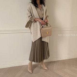 Wool Blend Knit Shawl Cardigan