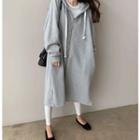 Loose-fit Long Hoodie Gray - One Size
