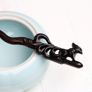 Wooden Fox Hair Stick Black - One Size