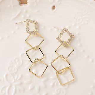 Square Drop Earring 1 Pr - Silver - One Size