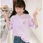 Embroidered Unicorn Elbow-sleeve T-shirt