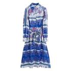 Long-sleeve Print Maxi A-line Shirtdress