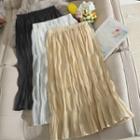 Midi A-line Pleated Chiffon Skirt
